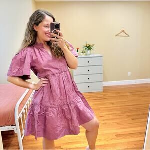 Sea New York Purple Cotton Short Sleeve Mini Dress Small